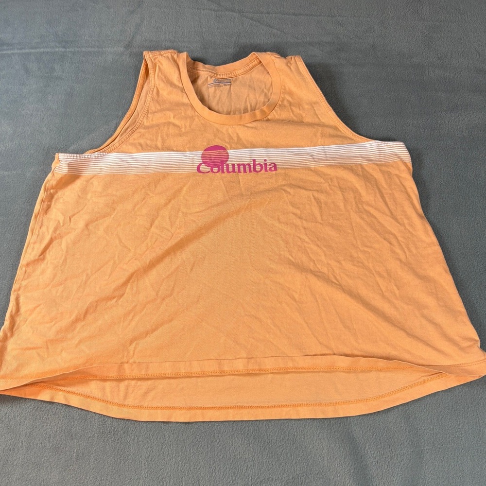 Columbia Womens XXL Orange Sleeveless Graphic Tank Top AL0844 Relaxed Fit